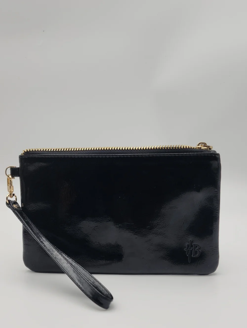 Handbag Butler Glossy Black Patent Leather Clutch Wristlet Bag